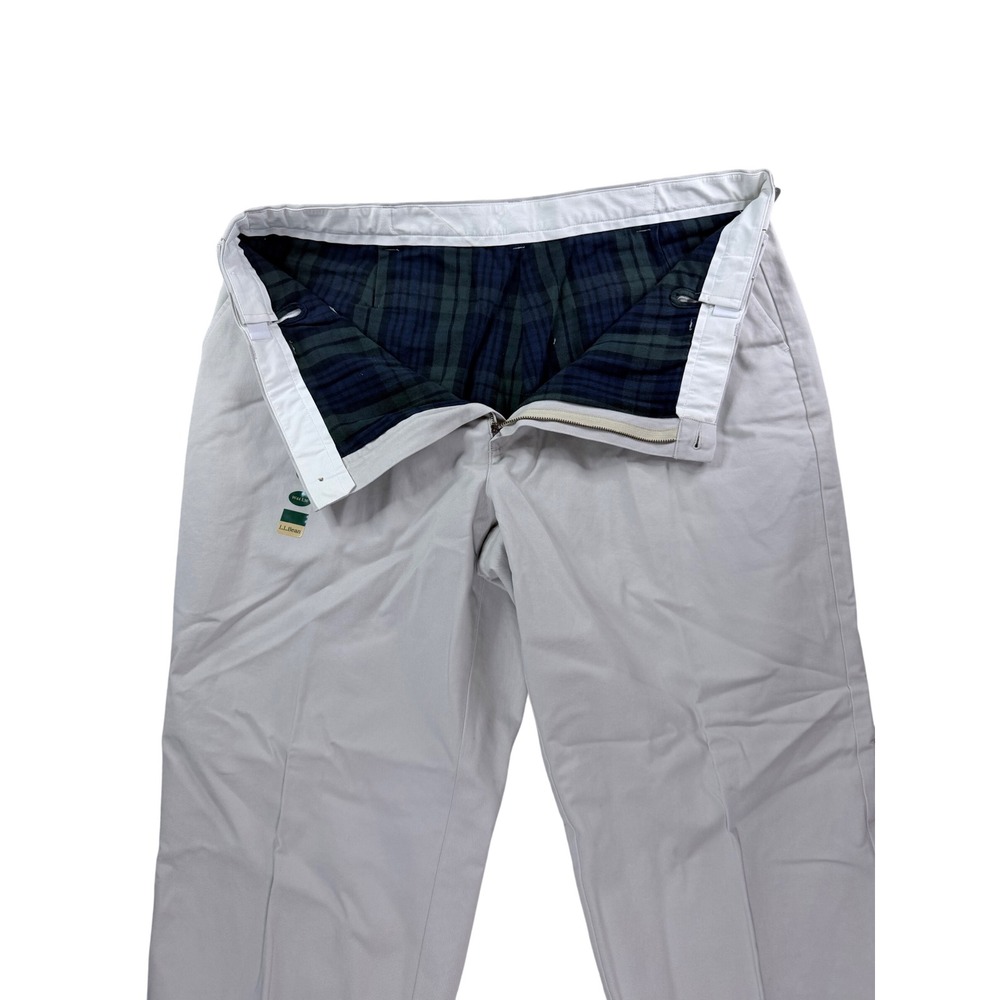 Mens 44x30 LL Bean Chinos Cotton Flannel Lined Khaki Comfort Waist Pants NEW
